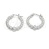 Sterling Silver Small Hoop, Ball Design, Polished, Silver Finish, 02.409.0004.30