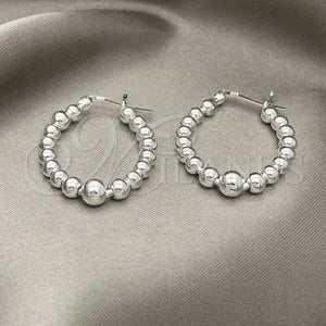 Sterling Silver Hoop Earrings — Small Hoop Ball Design Polished 02. — main product view — SKU 151794 | Plata 925 aretes de aro — Small Hoop Ball diseño pulido 02. — SKU 151794