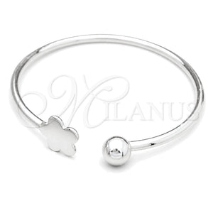 Sterling Silver Individual Bangle, Four-leaf Clover Design, Polished, Silver Finish, 07.409.0003 (04 MM Thickness, One size fits all)