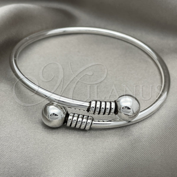 Sterling Silver Individual Bangle, Ball Design, Polished, Silver Finish, 07.409.0008