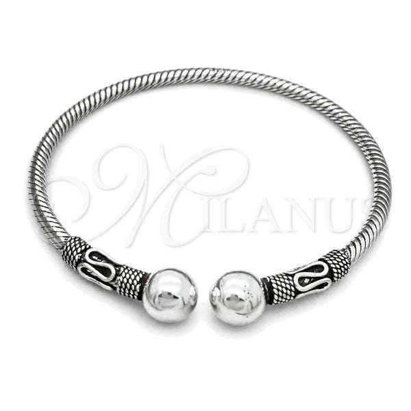 Sterling Silver Individual Bangle, Ball Design, Polished, Silver Finish, 07.409.0009 (04 MM Thickness, One size fits all)