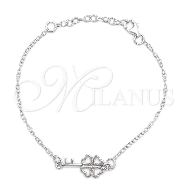 Sterling Silver Fancy Bracelet, key Design, Polished, Silver Finish, 03.392.0023.07 (7 Inches Length)