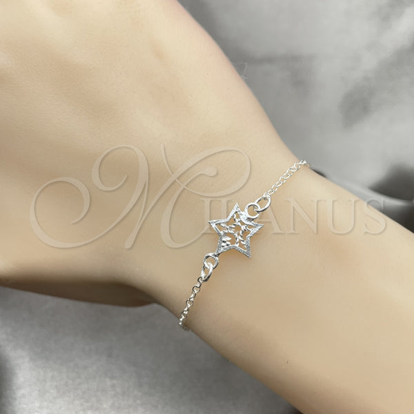 Sterling Silver Bracelet — Fancy Bracelet Star Design Polished 03. 7 Inches — alternate product view — SKU 151811 | Plata 925 brazalete — elegante Bracelet estrella diseño pulido 03. 7 Inches — SKU 151811