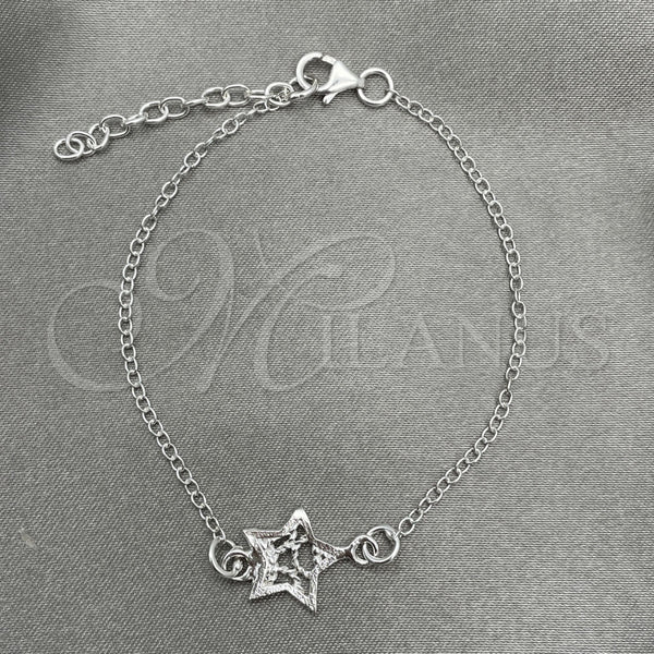 Sterling Silver Bracelet — Fancy Bracelet Star Design Polished 03. 7 Inches — main product view — SKU 151811 | Plata 925 brazalete — elegante Bracelet estrella diseño pulido 03. 7 Inches — SKU 151811
