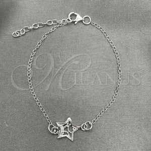 Sterling Silver Bracelet — Fancy Bracelet Star Design Polished 03. 7 Inches — main product view — SKU 151811 | Plata 925 brazalete — elegante Bracelet estrella diseño pulido 03. 7 Inches — SKU 151811