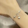 Sterling Silver Charm Bracelet, Heart Design, Polished, Silver Finish, 03.397.0007.07 (7 Inches Length)