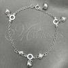 Sterling Silver Charm Bracelet, Heart Design, Polished, Silver Finish, 03.397.0007.07 (7 Inches Length)