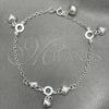 Sterling Silver Charm Bracelet, Heart Design, Polished, Silver Finish, 03.397.0007.07 (7 Inches Length)
