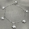 Sterling Silver Charm Bracelet, Elephant Design, Polished, Silver Finish, 03.397.0008.07 (7 Inches Length)