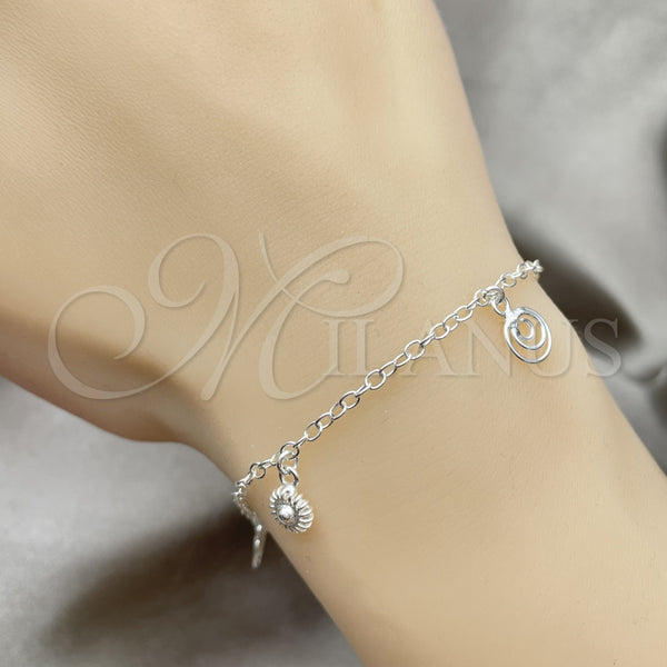 Sterling Silver Bracelet — Charm Bracelet Sun Design Polished 03. 01 MM — alternate product view — SKU 151817 | Plata 925 brazalete — Charm Bracelet Sun diseño pulido 03. 01 MM — SKU 151817