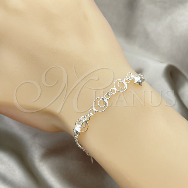 Sterling Silver Bracelet — Charm Bracelet Star Design Polished 03. 7 Inches — alternate product view — SKU 151818 | Plata 925 brazalete — Charm Bracelet estrella diseño pulido 03. 7 Inches — SKU 151818