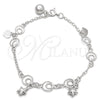 Sterling Silver Charm Bracelet, Star Design, Polished, Silver Finish, 03.397.0011.07 (7 Inches Length)