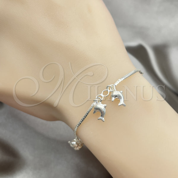 Sterling Silver Bracelet — Charm Bracelet Dolphin Design Polished 03. 7 Inches — alternate product view — SKU 151819 | Plata 925 brazalete — Charm Bracelet Dolphin diseño pulido 03. 7 Inches — SKU 151819