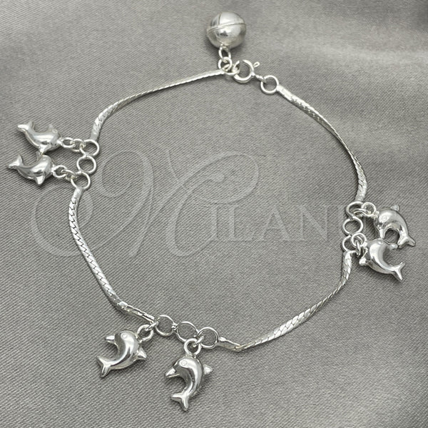 Sterling Silver Bracelet — Charm Bracelet Dolphin Design Polished 03. 7 Inches — main product view — SKU 151819 | Plata 925 brazalete — Charm Bracelet Dolphin diseño pulido 03. 7 Inches — SKU 151819