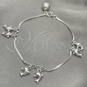 Sterling Silver Bracelet — Charm Bracelet Dolphin Design Polished 03. 7 Inches — main product view — SKU 151819 | Plata 925 brazalete — Charm Bracelet Dolphin diseño pulido 03. 7 Inches — SKU 151819
