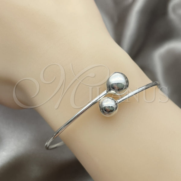 Sterling Silver Individual Bangle, Ball Design, Polished, Silver Finish, 07.395.0007.05 (10 MM Thickness, Size 5 (2.50 Diameter))