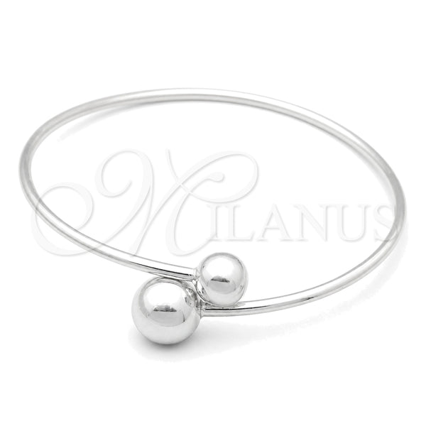 Sterling Silver Individual Bangle, Ball Design, Polished, Silver Finish, 07.395.0007.05 (10 MM Thickness, Size 5 (2.50 Diameter))