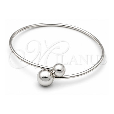 Sterling Silver Individual Bangle, Ball Design, Polished, Silver Finish, 07.395.0007.05 (10 MM Thickness, Size 5 (2.50 Diameter))