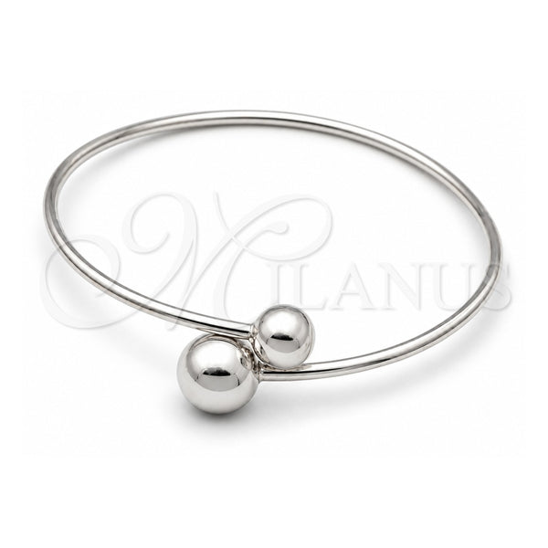 Sterling Silver Individual Bangle, Ball Design, Polished, Silver Finish, 07.395.0007.05 (10 MM Thickness, Size 5 (2.50 Diameter))