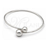 Sterling Silver Individual Bangle, Ball Design, Polished, Silver Finish, 07.395.0007.05 (10 MM Thickness, Size 5 (2.50 Diameter))