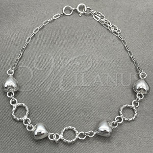 Sterling Silver Bracelet — Fancy Bracelet Heart Design Polished 03. 7 Inches — main product view — SKU 151823 | Plata 925 brazalete — elegante Bracelet corazón diseño pulido 03. 7 Inches — SKU 151823