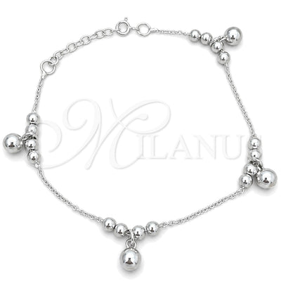 Sterling Silver Fancy Bracelet, Ball Design, Polished, Silver Finish, 03.407.0003.07 (7 Inches Length) for wholesale, main product view