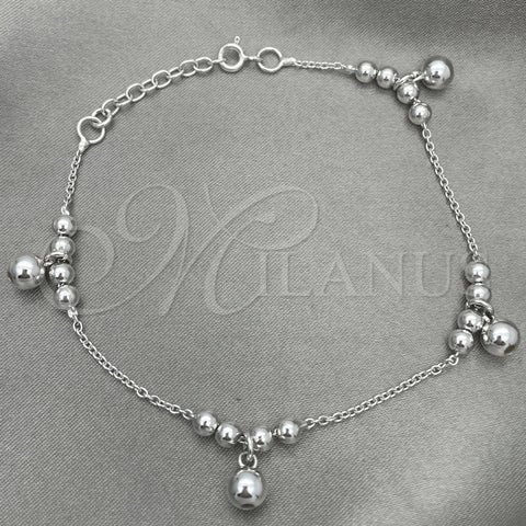 Sterling Silver Fancy Bracelet, Ball Design, Polished, Silver Finish, 03.407.0003.07 (7 Inches Length)