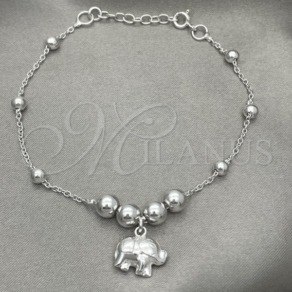 Sterling Silver Charm Bracelet, Elephant Design, Polished, Silver Finish, 03.407.0004.07 (7 Inches Length)