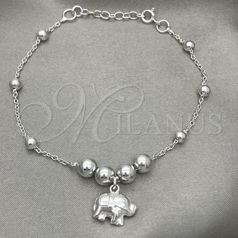 Sterling Silver Charm Bracelet, Elephant Design, Polished, Silver Finish, 03.407.0004.07 (7 Inches Length)