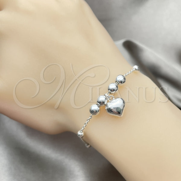 Sterling Silver Bracelet — Charm Bracelet Heart Design Polished 03. 7 Inches — alternate product view — SKU 151826 | Plata 925 brazalete — Charm Bracelet corazón diseño pulido 03. 7 Inches — SKU 151826