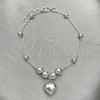 Sterling Silver Charm Bracelet, Heart Design, Polished, Silver Finish, 03.407.0005.07 (7 Inches Length)