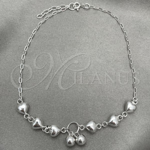 Sterling Silver Anklet — Charm Anklet Heart Design Polished 03. 10 Inches — main product view — SKU 151827 | Plata 925 tobillera — Charm Anklet corazón diseño pulido 03. 10 Inches — SKU 151827