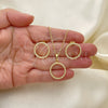 Oro Laminado Earring and Pendant Adult Set, Gold Filled Style with Ivory Pearl, Polished, Golden Finish, 10.379.0069