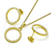 Oro Laminado Earring and Pendant Adult Set, Gold Filled Style with Ivory Pearl, Polished, Golden Finish, 10.379.0069