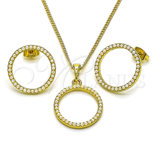 Gold Filled Ring — Earring and Pendant Adult Set with Ivory Pearl — main product view — SKU 151833 | Oro Laminado anillo — Earring and Pendant Adult Set with Ivory Pearl — SKU 151833