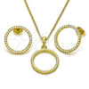 Oro Laminado Earring and Pendant Adult Set, Gold Filled Style with Ivory Pearl, Polished, Golden Finish, 10.379.0069