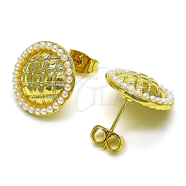 Gold Filled Ring — Stud Earring with Ivory Pearl Polished 02. — alternate product view — SKU 151834 | Oro Laminado anillo — Stud Earring with Ivory Pearl pulido 02. — SKU 151834