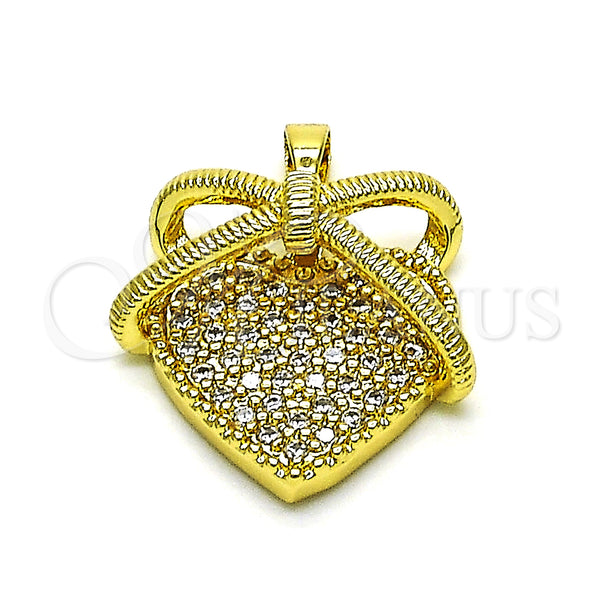 Gold Filled Pendant — Fancy Pendant Heart Design with White Micro Pave — main product view — SKU 151846 | Oro Laminado dije — elegante Pendant corazón diseño with blanco Micro Pave — SKU 151846
