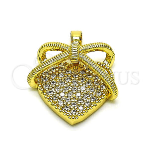 Gold Filled Pendant — Fancy Pendant Heart Design with White Micro Pave — main product view — SKU 151846 | Oro Laminado dije — elegante Pendant corazón diseño with blanco Micro Pave — SKU 151846