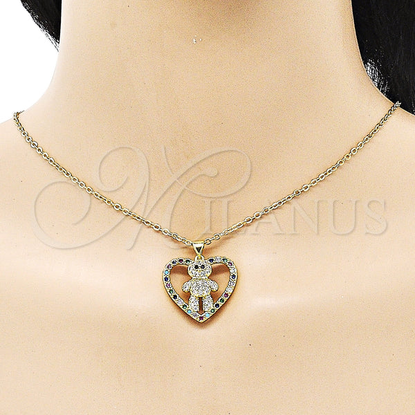 Gold Filled Pendant — Fancy Pendant Teddy Bear and Heart Design with — alternate product view — SKU 151848 | Oro Laminado dije — elegante Pendant Teddy Bear and corazón diseño with — SKU 151848