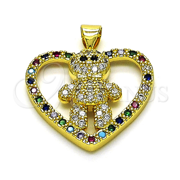 Gold Filled Pendant — Fancy Pendant Teddy Bear and Heart Design with — main product view — SKU 151848 | Oro Laminado dije — elegante Pendant Teddy Bear and corazón diseño with — SKU 151848