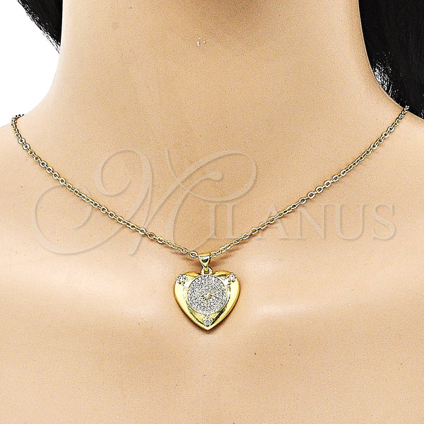 Gold Filled Pendant — Fancy Pendant Heart Design with White Micro Pave — alternate product view — SKU 151849 | Oro Laminado dije — elegante Pendant corazón diseño with blanco Micro Pave — SKU 151849