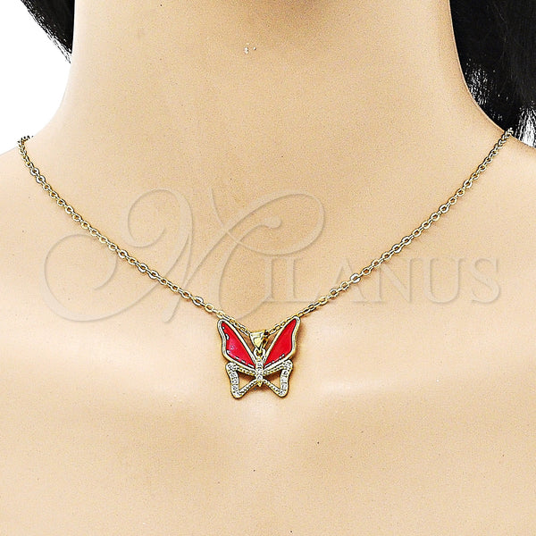Gold Filled Pendant — Fancy Pendant Butterfly Design with White Micro Pave — alternate product view — SKU 151851 | Oro Laminado dije — elegante Pendant Butterfly diseño with blanco Micro Pave — SKU 151851