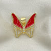 Oro Laminado Fancy Pendant, Gold Filled Style Butterfly Design, with White Micro Pave, Red Enamel Finish, Golden Finish, 05.381.0015.1