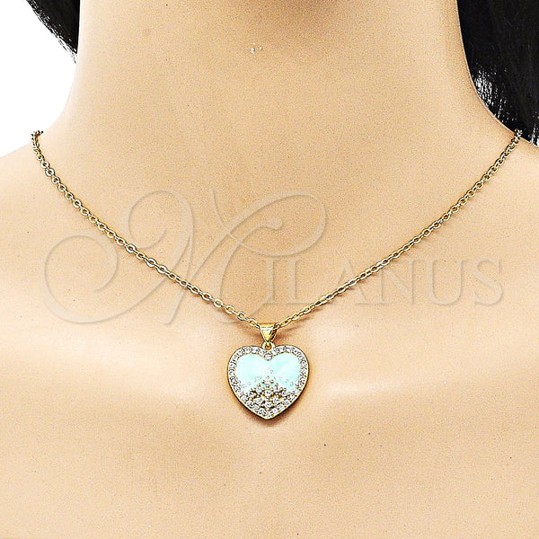 Gold Filled Pendant — Fancy Pendant Heart Design with White Cubic Zirconia — alternate product view — SKU 151855 | Oro Laminado dije — elegante Pendant corazón diseño with blanco Cubic Zirconia — SKU 151855