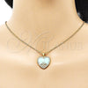 Oro Laminado Fancy Pendant, Gold Filled Style Heart Design, with White Cubic Zirconia, Turquoise Enamel Finish, Golden Finish, 05.381.0016.2