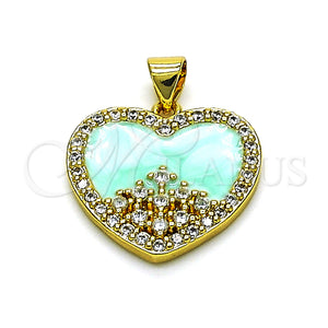 Gold Filled Pendant — Fancy Pendant Heart Design with White Cubic Zirconia — main product view — SKU 151855 | Oro Laminado dije — elegante Pendant corazón diseño with blanco Cubic Zirconia — SKU 151855