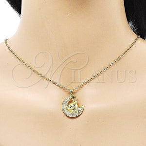 Gold Filled Pendant — Fancy Pendant Kohala and Moon Design with White — alternate product view — SKU 151859 | Oro Laminado dije — elegante Pendant Kohala and Moon diseño with blanco — SKU 151859