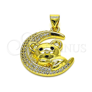 Gold Filled Pendant — Fancy Pendant Kohala and Moon Design with White — main product view — SKU 151859 | Oro Laminado dije — elegante Pendant Kohala and Moon diseño with blanco — SKU 151859