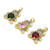 Oro Laminado Fancy Pendant, Gold Filled Style Teddy Bear and Heart Design, with Pink Cubic Zirconia and White Micro Pave, Polished, Golden Finish, 05.381.0001.5